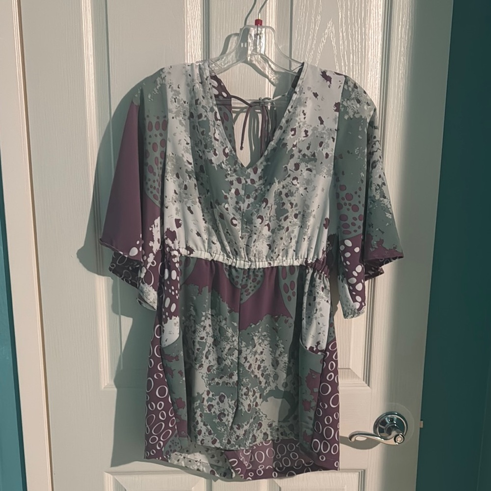 Elegant Gray and Purple Women's Top